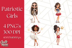 Patriotic Fashion Girl Clipart PNG for 4th of July Product Image 1