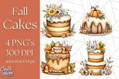 Fall Cake Clipart PNG, Autumn Cakes With Pumpkins Product Image 1