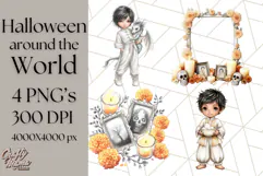 Halloween Around the World Clipart PNG, Fun Halloween Kids Product Image 1