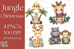 Safari Christmas PNG Clipart, Cute Jungle Animal Art Product Image 1
