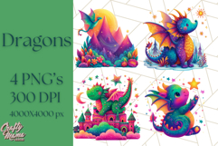 Cute Fantasy Dragon Clipart PNG, Bold Baby Dragon Clip Art Product Image 1