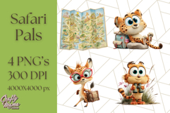 Cute Safari Animal Clipart with Jungle Accessories Png Product Image 1