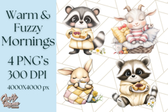 Warm &amp; Fuzzy Mornings PNG Clipart, Cozy Animal Art Download Product Image 1
