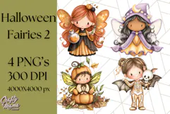 Halloween Fairy Clipart PNG, Spooky Cute Character Art Product Image 1