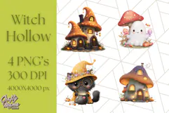 Halloween Witch House Clipart PNG with Potions and Brooms Product Image 1