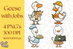 Goose Occupation Clipart PNG, Cute Job-Themed Graphics Product Image 1