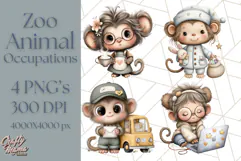 Zoo Animal Occupations PNG, Cute Career Clipart Product Image 1