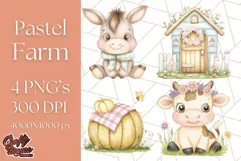 Pastel Farm Nursery PNG Clipart, Baby Animals And Elements Product Image 1
