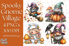 Spooky Gnome Village Clipart PNG Halloween Png Product Image 1