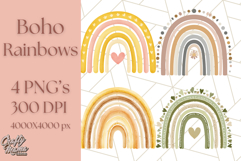 Boho Rainbow PNG Clipart, Earthy Arches &amp; Minimal Shapes Product Image 1