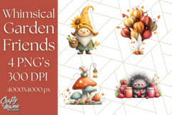 Whimsical Garden Friends Clipart PNG, Animal PNG Product Image 1
