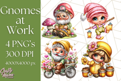 Gnomes at Work Clipart PNG, Cute Gnomes PNG Illustration Product Image 1