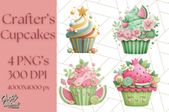 Paper Cupcake Clipart Layered Paper Scrapbook Collage Png Product Image 1