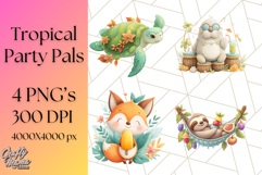 Tropical Fruit Party Animals PNG Clipart, Cute Summer Animal Product Image 1