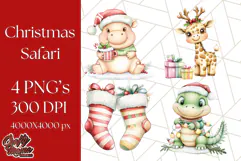 Muted Cute Safari Christmas Animal PNG Clipart, Holiday Png Product Image 1