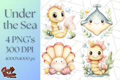 Under the Sea Nursery Clipart, Ocean Animals PNG Product Image 1