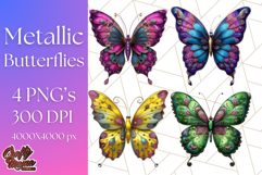 Metallic Butterfly Clipart PNG Clipart, Vibrant Butterfly Product Image 1