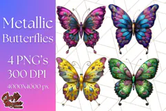 Metallic Butterfly Clipart PNG Clipart, Vibrant Butterfly Product Image 1