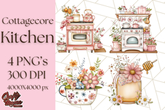Cottagecore Kitchen Clipart, Vintage Country Floral Kitchen Product Image 1