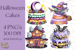 Whimsical Halloween Cake Clipart PNG, Spooky Desserts Product Image 1