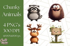 Chunky Kawaii Woodland Critters PNG Clipart, Cute Animals Product Image 1