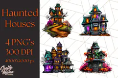 Haunted Houses Clipart PNG, Spooky Halloween Homes Product Image 1
