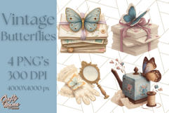 Vintage Butterfly PNG Clipart, Fairytale Cottagecore Images Product Image 1