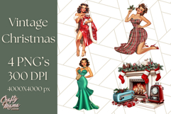 Vintage Glamorous Christmas Party Clipart PNG, Holiday Png Product Image 1