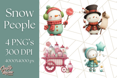 Snowman Family Clipart PNG Winter Holiday Art Product Image 1