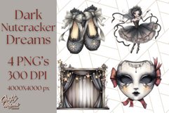 Dark Nutcracker Clipart Gothic Holiday Ballet PNG, Christmas Product Image 1