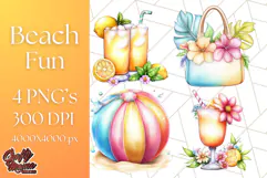 Bright Summer Clipart, Beach & Vacation PNG, Tropical Png Product Image 1
