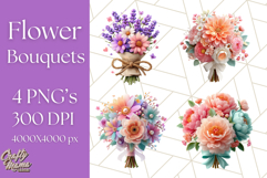 Pastel Flower Bouquet PNG Clipart, Elegant Floral Art Product Image 1