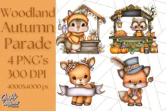Woodland Autumn Parade Clipart PNG Fall Animals Product Image 1
