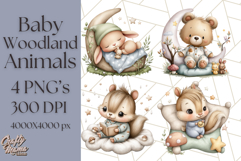 Woodland Nursery Baby Animals Clipart, Cute Animals Png Product Image 1