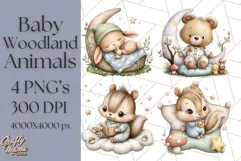 Woodland Nursery Baby Animals Clipart, Cute Animals Png Product Image 1
