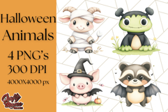 Halloween Animal Costumes PNG, Cute Spooky Animals Clipart Product Image 1