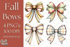 Fall Bow Clipart, Autumn Hair Bows PNG, Fall Ribbon Png Product Image 1