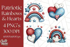 Patriotic Scandinavian Rainbow Clipart PNG, 4th Of July Png Product Image 1