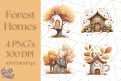 Autumn Treehouse & Woodland Cabin PNG Clipart Product Image 1