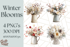 Whimsy Winter Florals Clipart PNG, Christmas Png Clipart Product Image 1