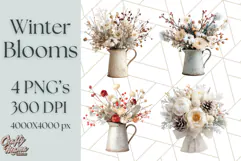 Whimsy Winter Florals Clipart PNG, Christmas Png Clipart Product Image 1