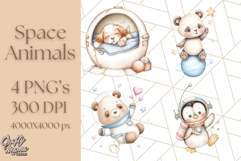 Kawaii Space Creatures Clipart PNG, Galaxy Alien Clip Art Product Image 1