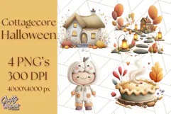 Cottagecore Halloween Clipart Cozy PNG, Autumn Fall Png Product Image 1