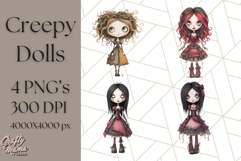 Creepy Dolls Clipart PNG Haunted Toy Characters Product Image 1