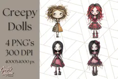Creepy Dolls Clipart PNG Haunted Toy Characters Product Image 1