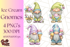 Ice Cream Gnome Clipart PNG Summer Dessert Art, Summer Gnome Product Image 1
