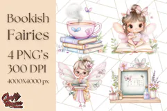 Bookish Fairy PNG Clipart, Whimsical Reading Elements Png Product Image 1