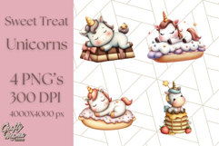 Cute Dessert Unicorn PNG Clipart with Cupcakes &amp; Candies Product Image 1