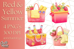 Strawberry Red Lemon Yellow Summer Clipart PNG, Summer Icons Product Image 1