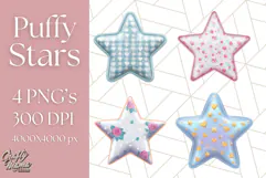 Cute Puffy Star Clipart PNG, 3D Glossy Pastel Stars Clip Art Product Image 1